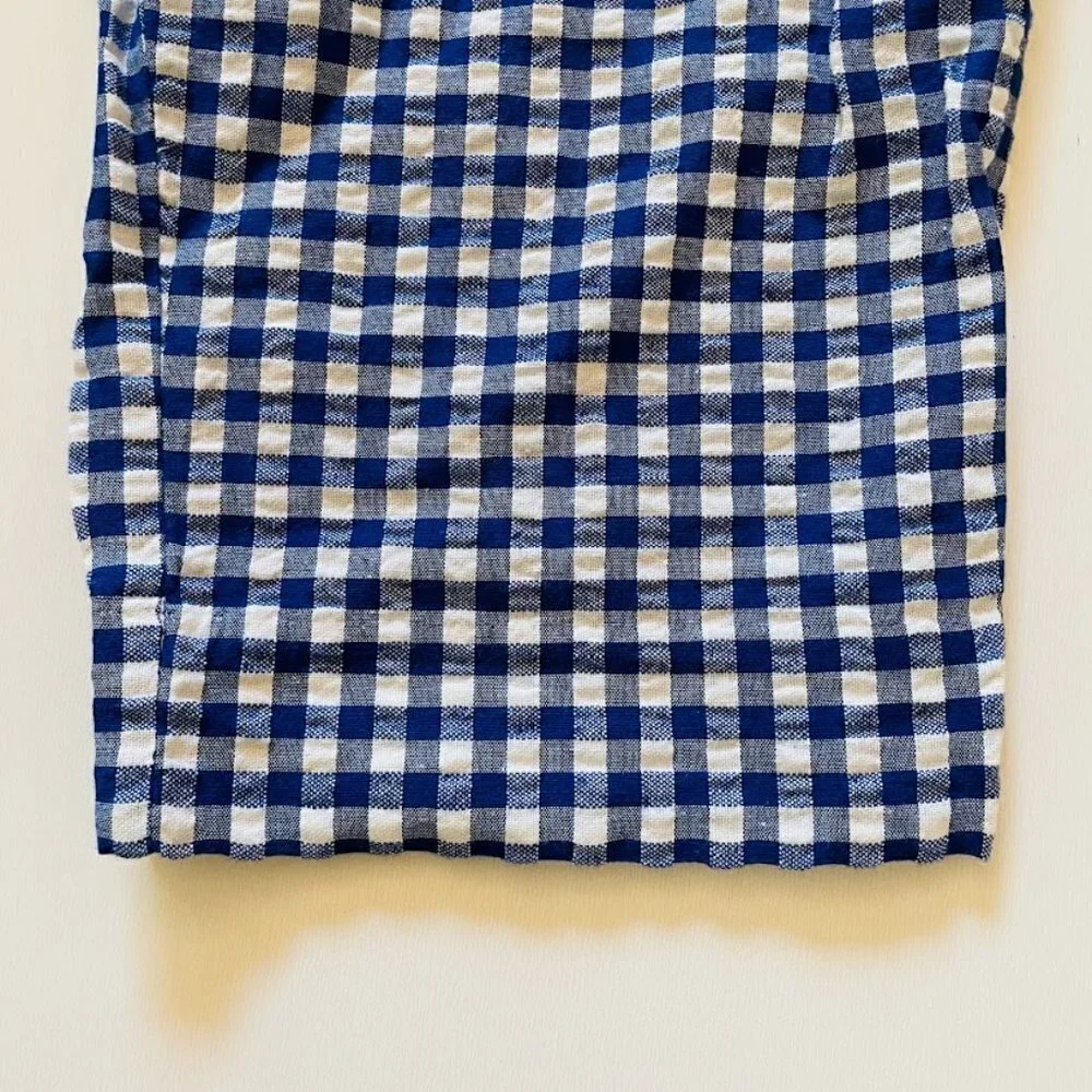 NWT Banana Republic Gingham Checkard Pant Trouser Linen Blue White Belt Tie 8